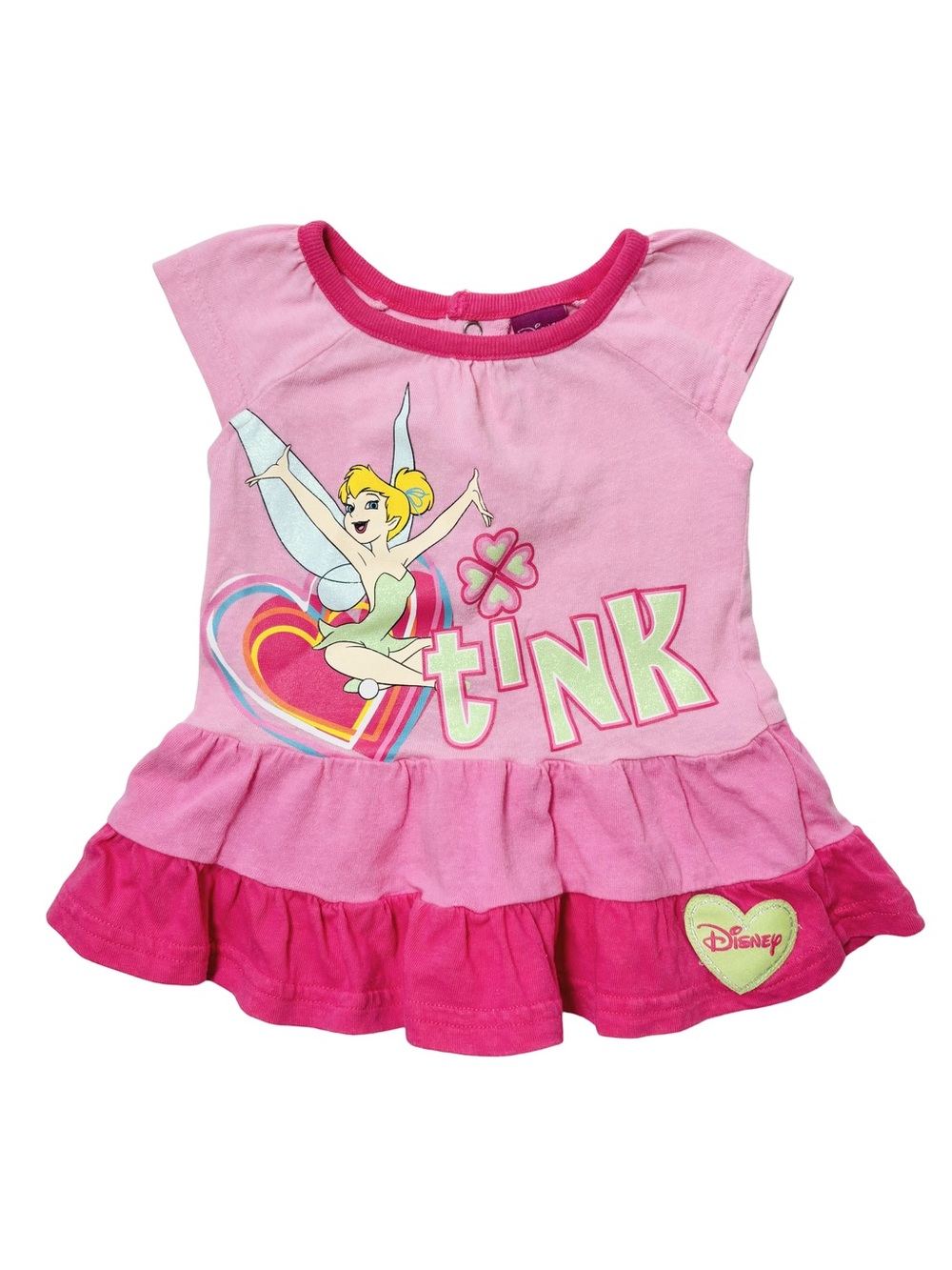 Official Disney Tinker Bell Tiered Ruffle Back-Snap Dress Romper 3M Fairy